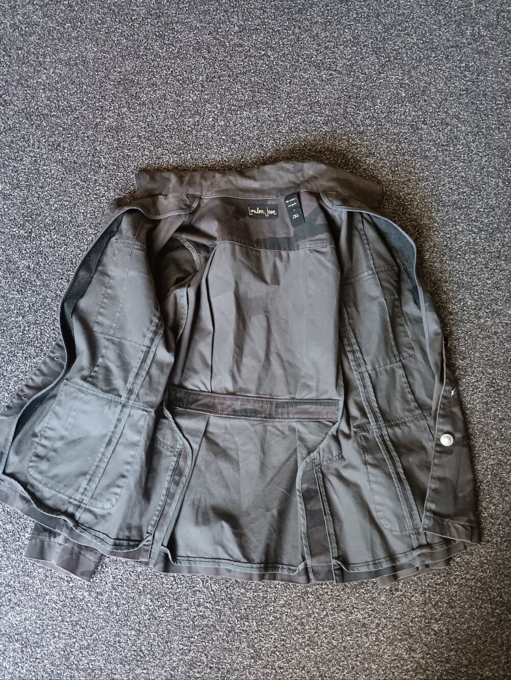 Cargo Military Style Camouflage Utility Jacket Army Coat London Jean Sz. 4 Women - Picture 9 of 12